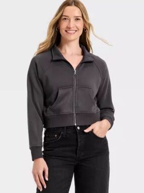 Universal Thread Women's Full Zip Fleece Sweatshirt Charcoal Gray S